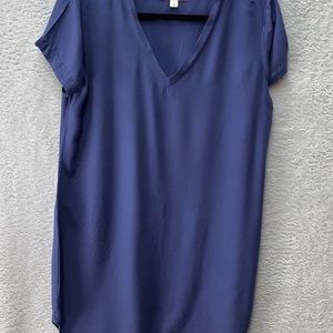 Cloth & Stone Anthropologie Medium Blue V-Neck Tee Shirt Dress Cap Sleeve